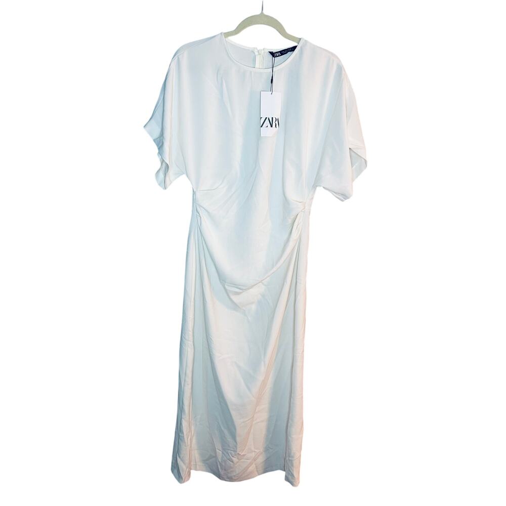 Nwt-Zara- DRAPED FITTED DRESS-Large - Picture 4 of 7